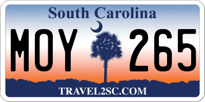 SC license plate MOY265