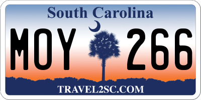 SC license plate MOY266