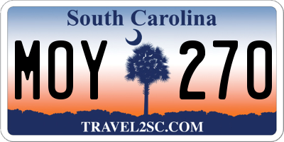 SC license plate MOY270