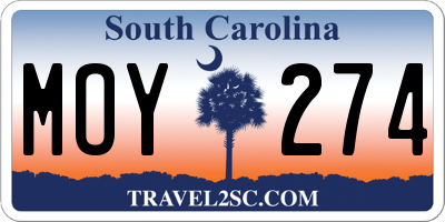SC license plate MOY274