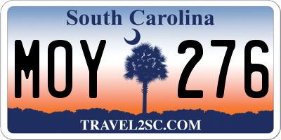 SC license plate MOY276