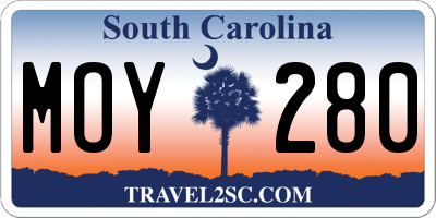 SC license plate MOY280
