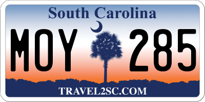 SC license plate MOY285