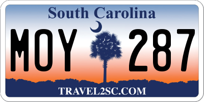 SC license plate MOY287