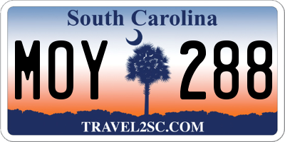 SC license plate MOY288
