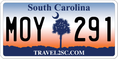 SC license plate MOY291