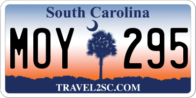 SC license plate MOY295