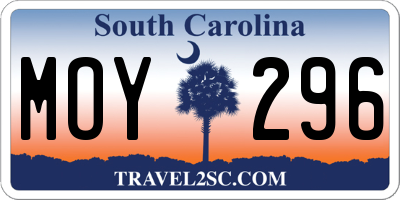 SC license plate MOY296