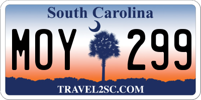 SC license plate MOY299
