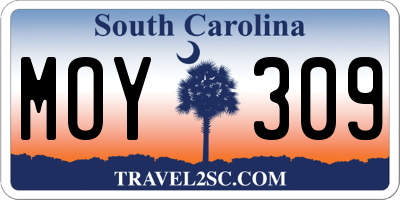 SC license plate MOY309