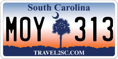 SC license plate MOY313