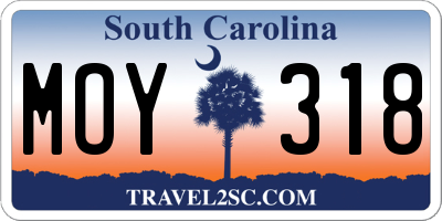 SC license plate MOY318