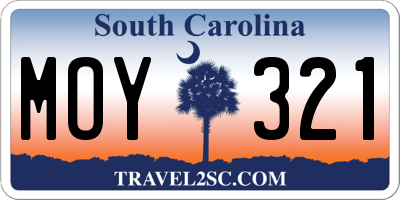 SC license plate MOY321
