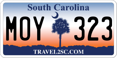 SC license plate MOY323