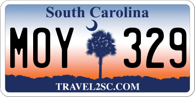 SC license plate MOY329