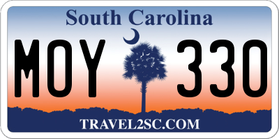 SC license plate MOY330