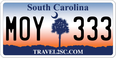 SC license plate MOY333