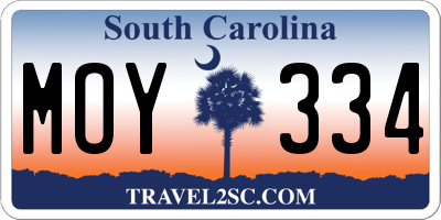 SC license plate MOY334
