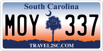 SC license plate MOY337