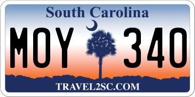 SC license plate MOY340