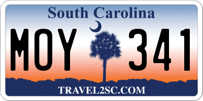 SC license plate MOY341