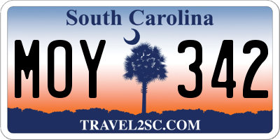 SC license plate MOY342
