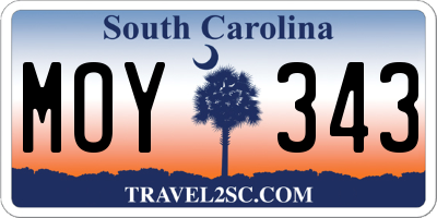 SC license plate MOY343
