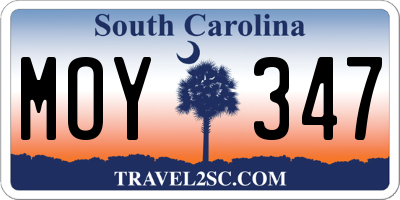 SC license plate MOY347