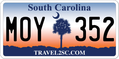 SC license plate MOY352