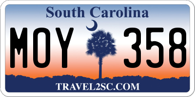 SC license plate MOY358
