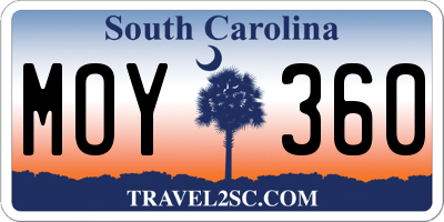 SC license plate MOY360