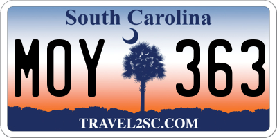 SC license plate MOY363