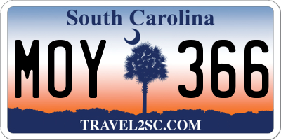 SC license plate MOY366