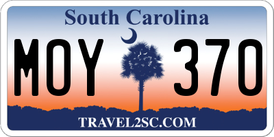 SC license plate MOY370
