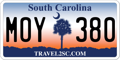 SC license plate MOY380