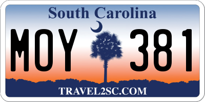 SC license plate MOY381