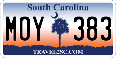 SC license plate MOY383