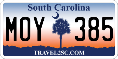SC license plate MOY385