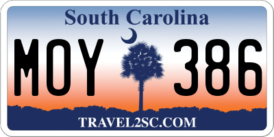 SC license plate MOY386