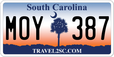 SC license plate MOY387