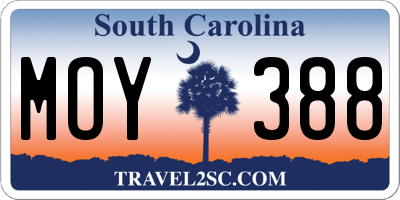 SC license plate MOY388