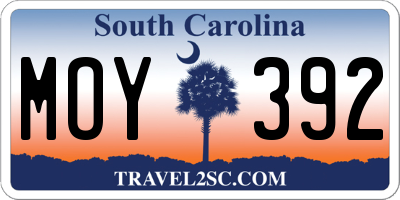 SC license plate MOY392