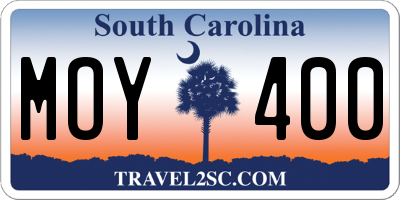 SC license plate MOY400