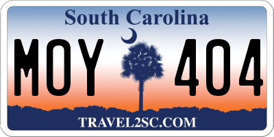 SC license plate MOY404