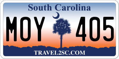 SC license plate MOY405