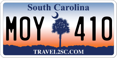 SC license plate MOY410