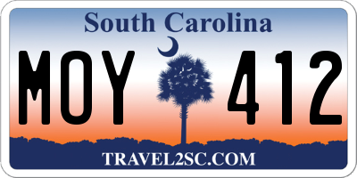 SC license plate MOY412