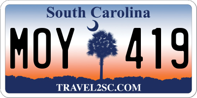 SC license plate MOY419