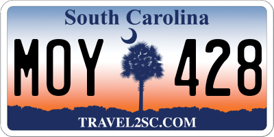 SC license plate MOY428