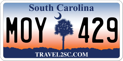 SC license plate MOY429